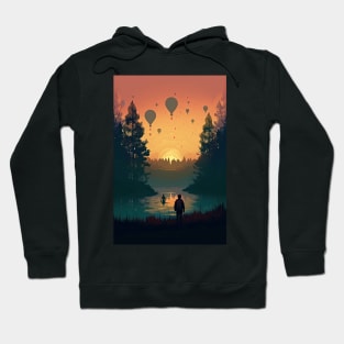 Surreal Hot Air Balloon Forest Landscape Hoodie